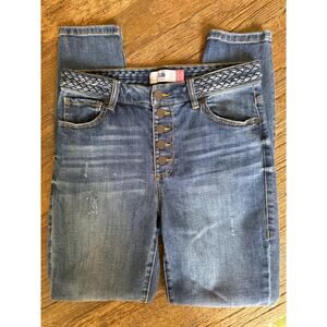 Cabi Mia Button Fly Skinny Braided Waistband Jeans